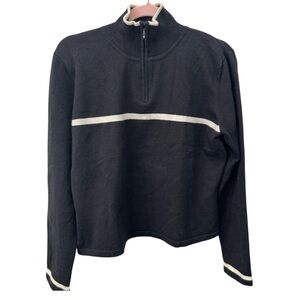Vintage Esprit Black Sweater with White Stripe 1/4 Zip. Sz L